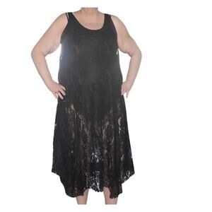 Black Lace Midi Maxi Dress Tank Handkerchief Hem Whimigoth Witchy Plus 22 NWT